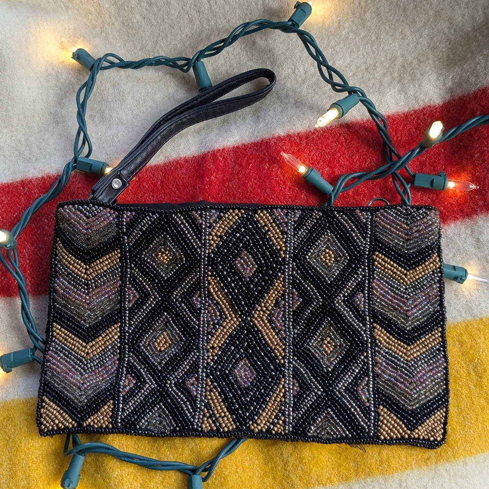 Black and Gold Beaded Clutch